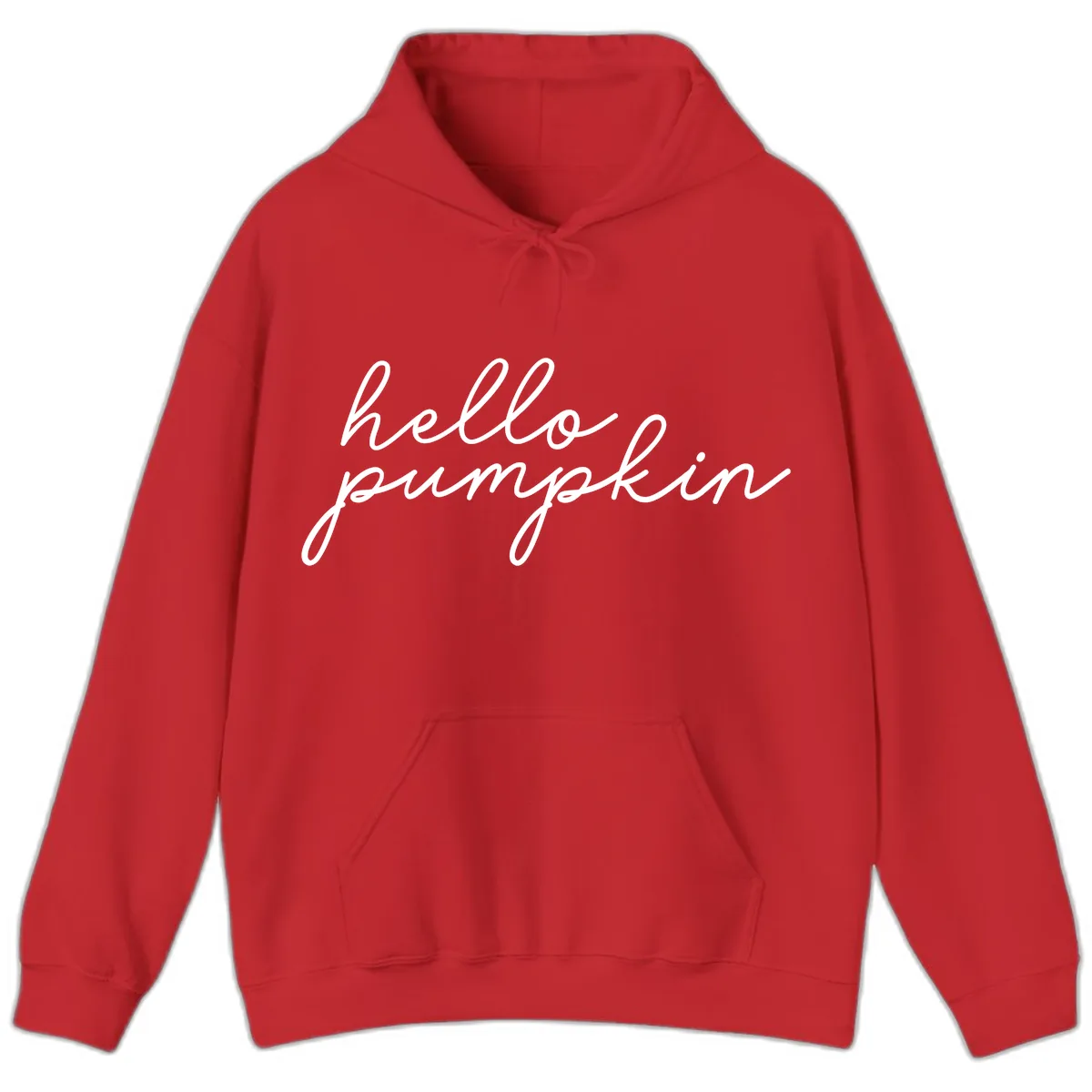 Hello Pumpkin Script Design Hoodie in Red
