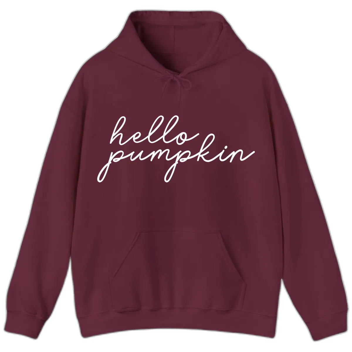 Hello Pumpkin Script Design Hoodie in Maroon