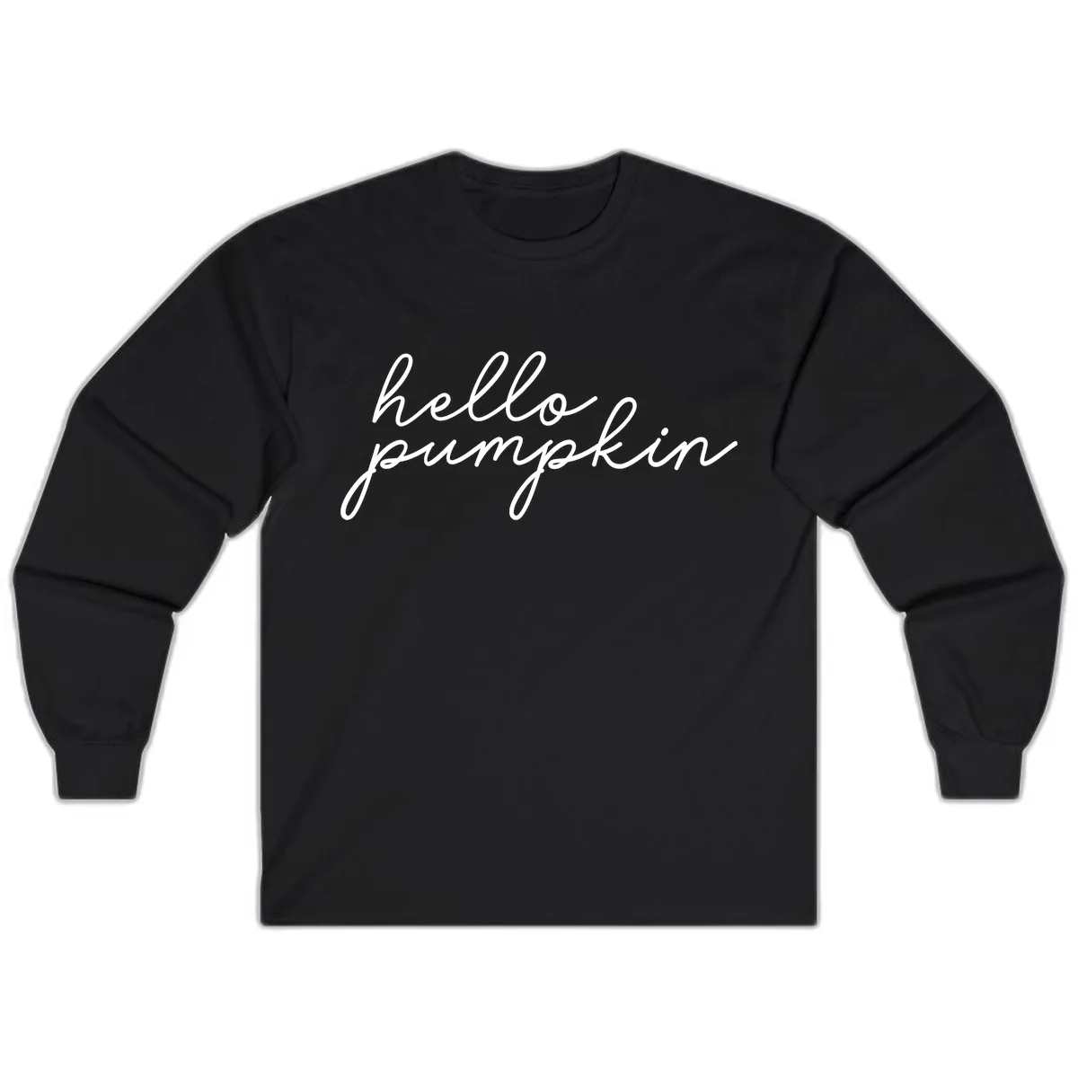 Hello Pumpkin Script Design Long Sleeve in Black