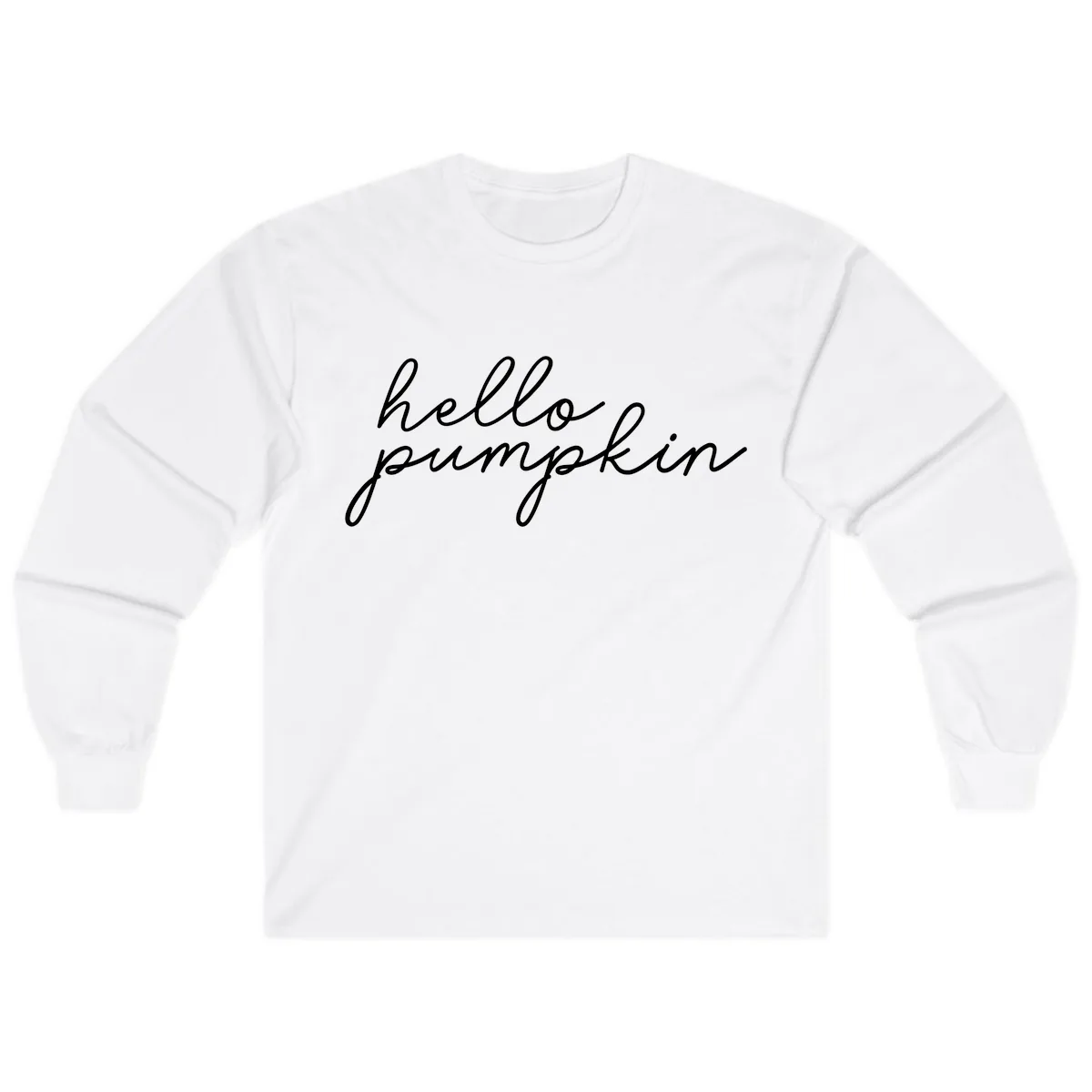 Hello Pumpkin Script Design Long Sleeve in White