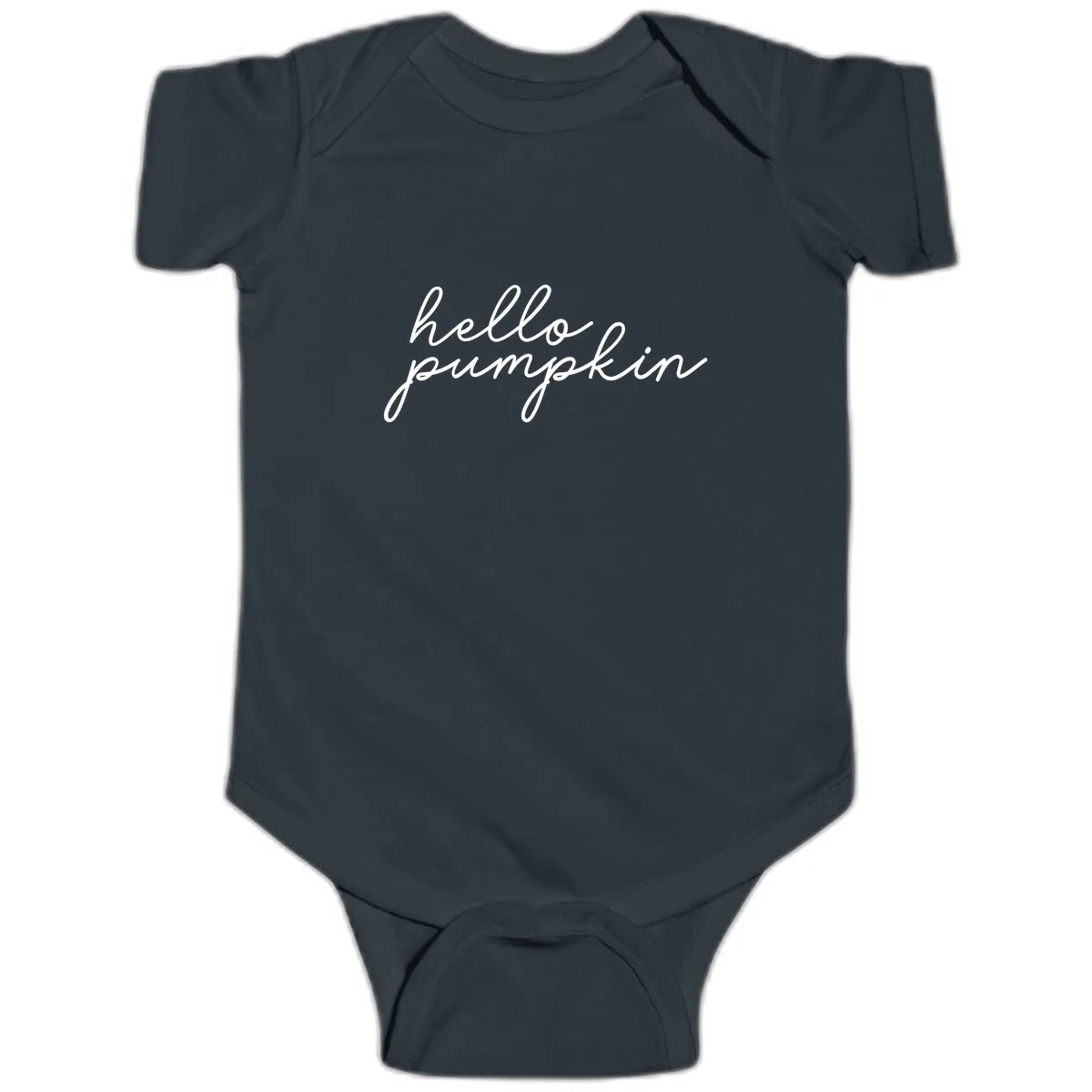 Hello Pumpkin Script Design Baby Onesie in Black
