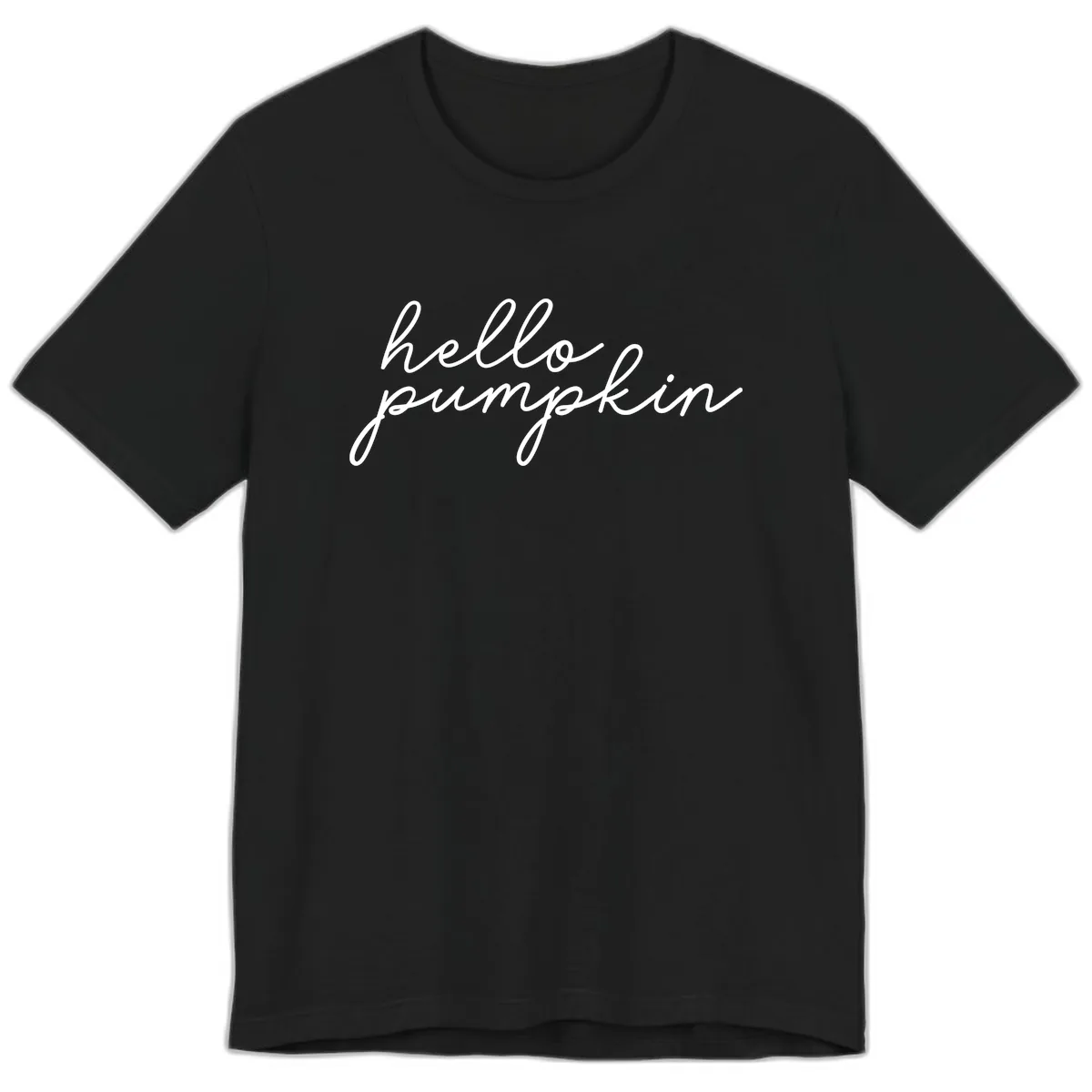 Hello Pumpkin Script Design Premium T-Shirt in Black