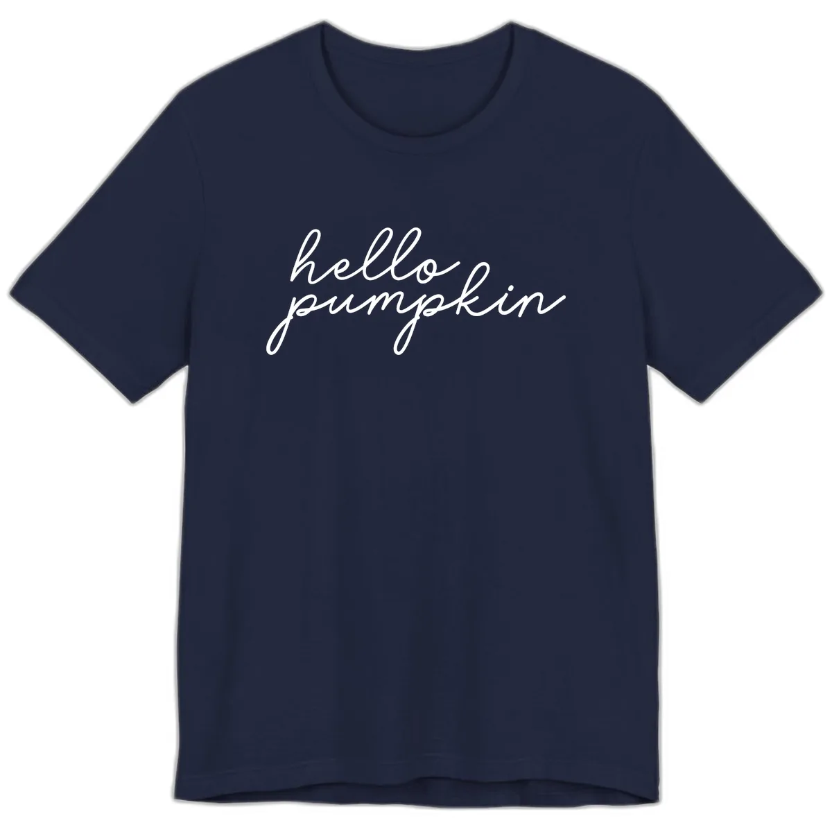 Hello Pumpkin Script Design Premium T-Shirt in Navy