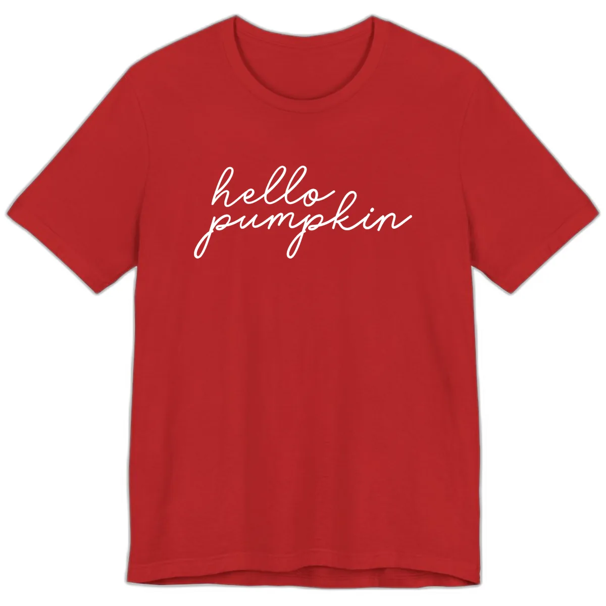 Hello Pumpkin Script Design Premium T-Shirt in Red
