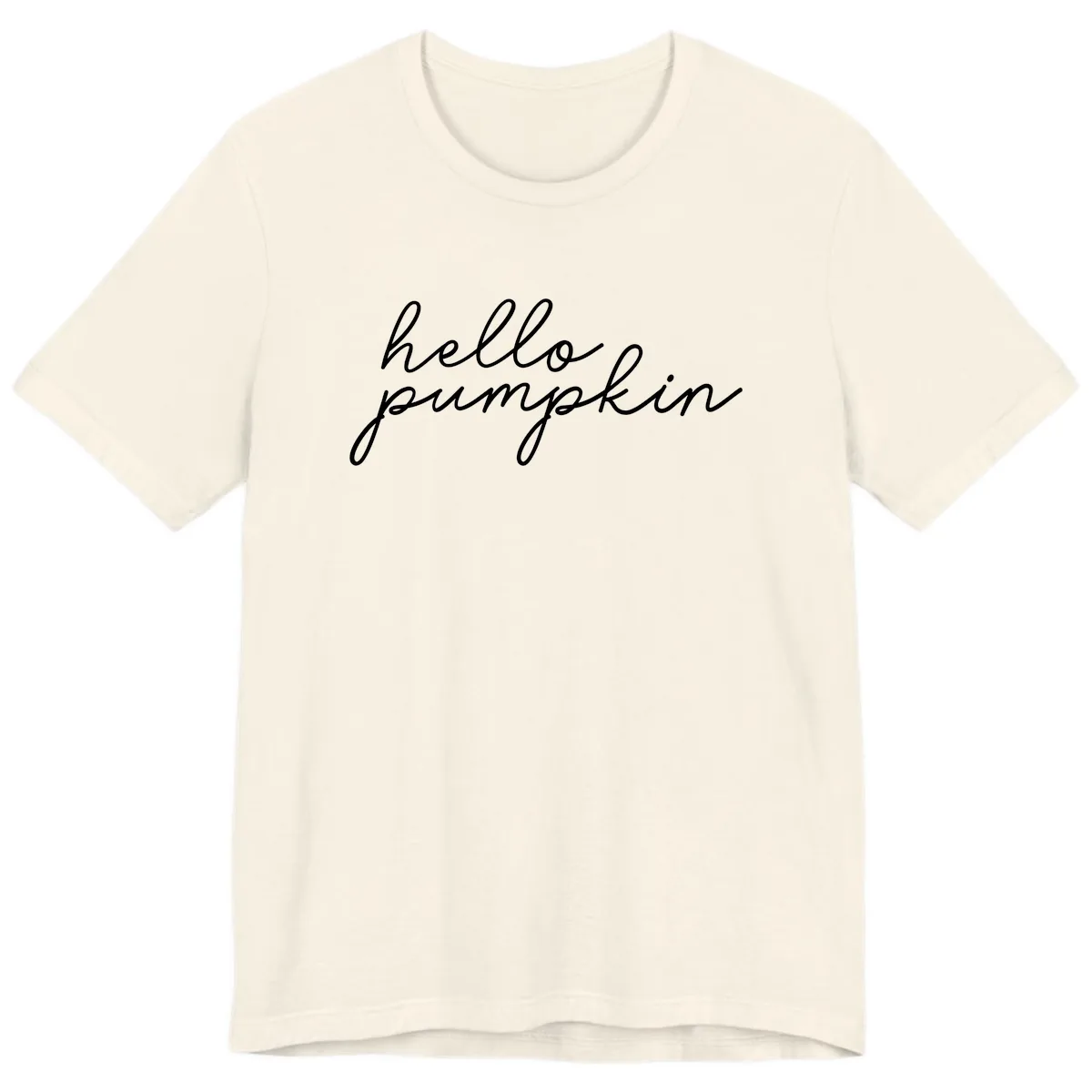 Hello Pumpkin Script Design Premium T-Shirt in Natural