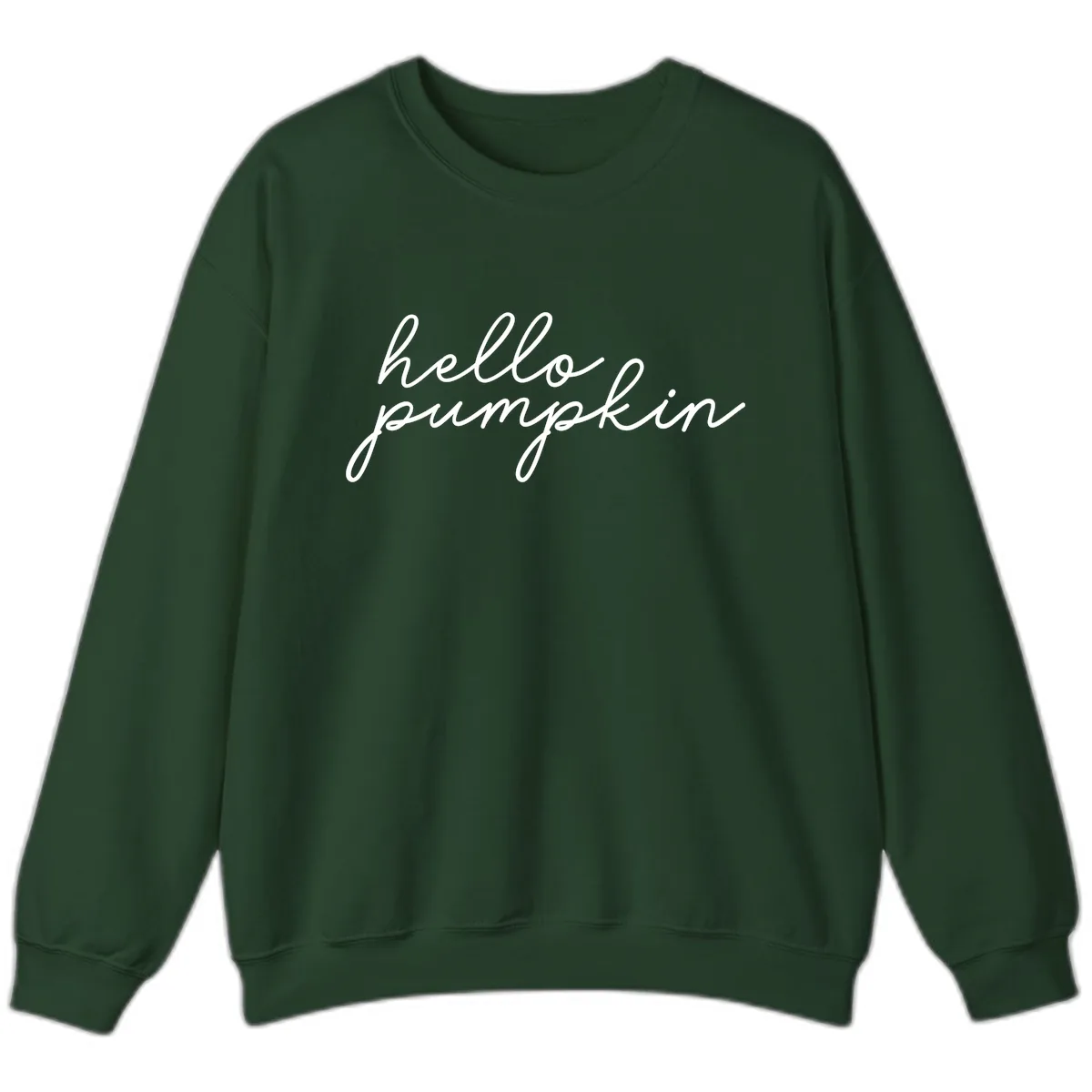 Hello Pumpkin Script Design Sweatshirt in Forest Green