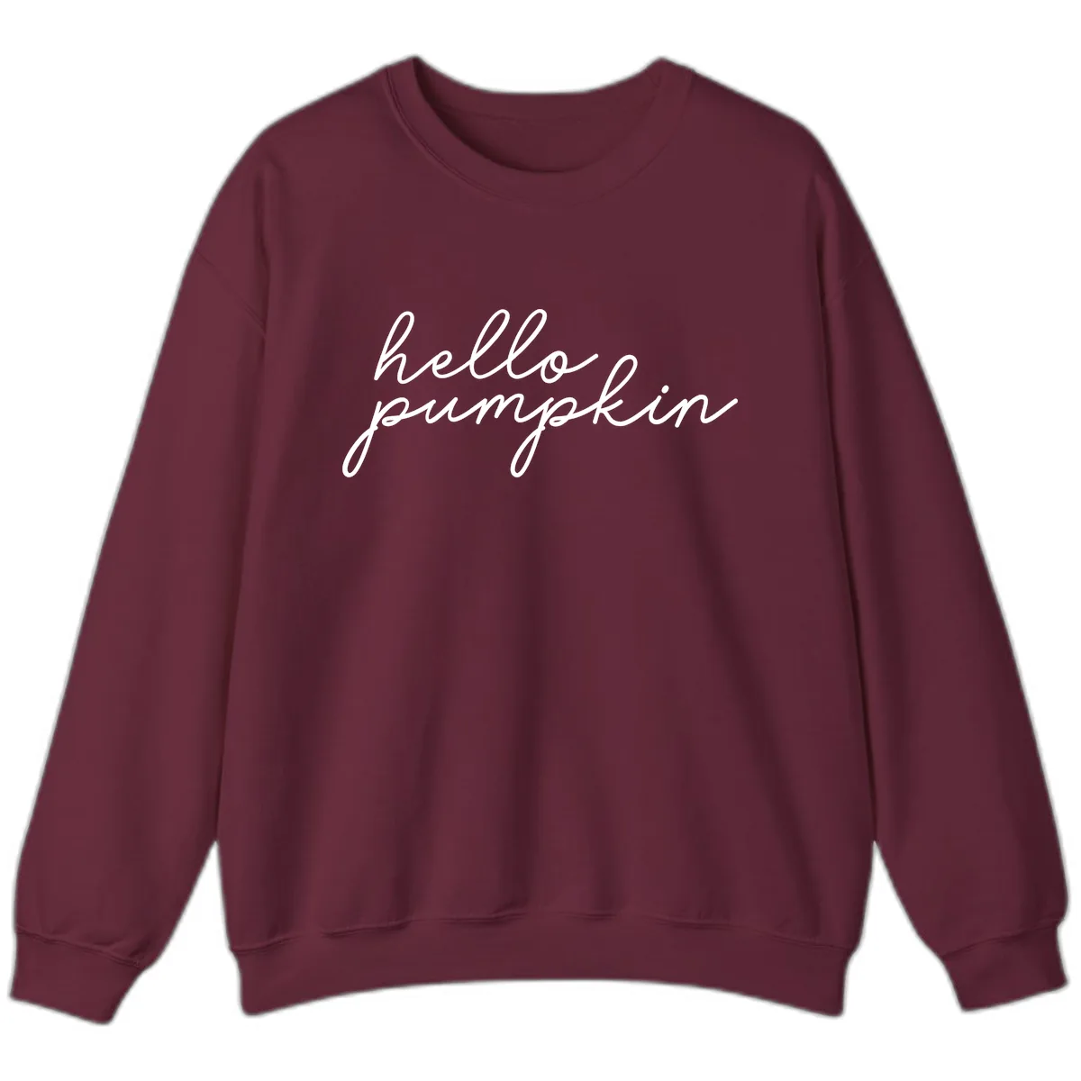 Hello Pumpkin Script Design Sweatshirt in Maroon