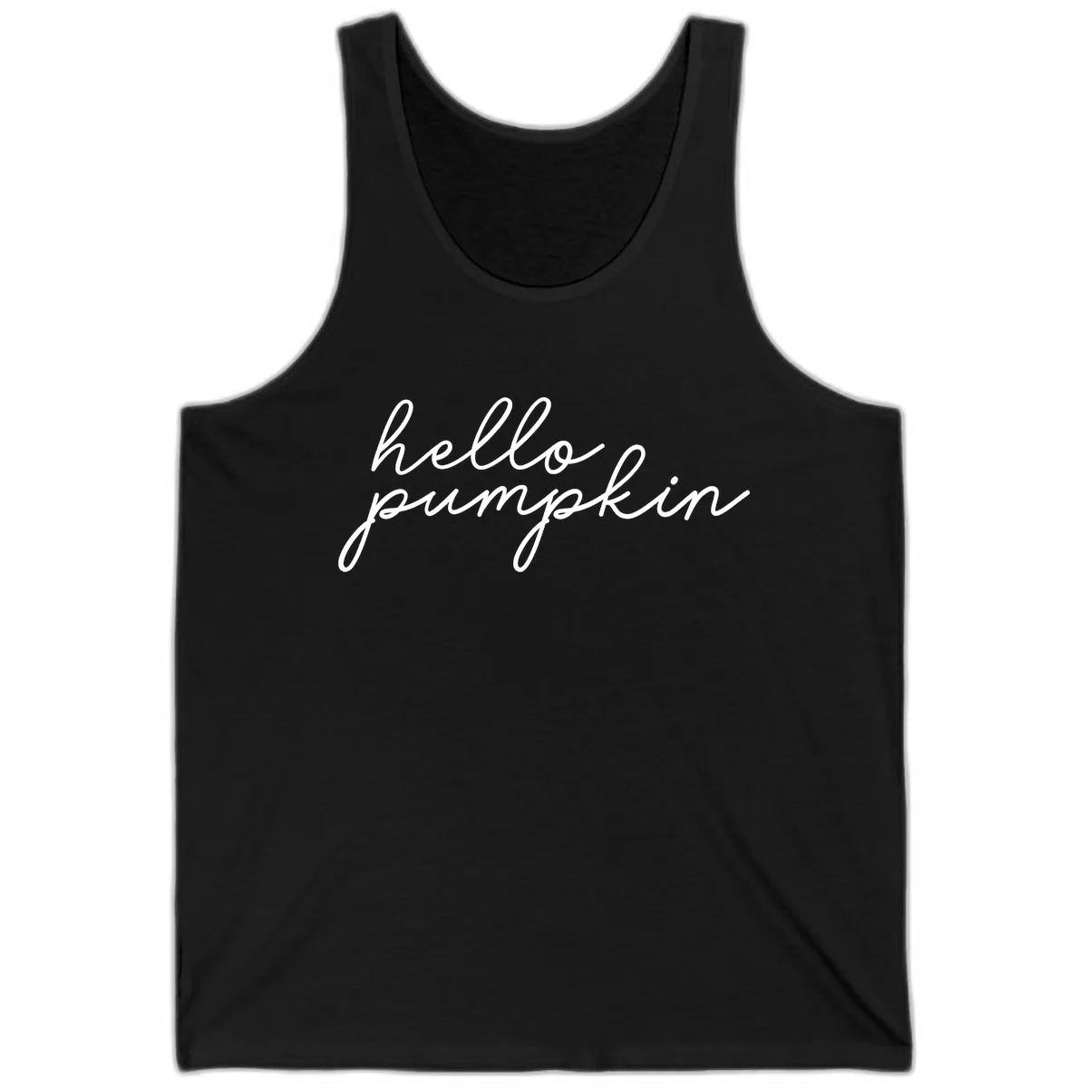 Hello Pumpkin Script Design Tank in Black