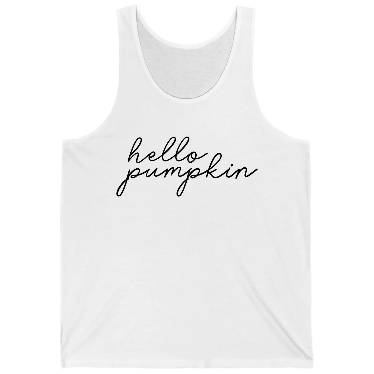 Hello Pumpkin Script Design Tank in White