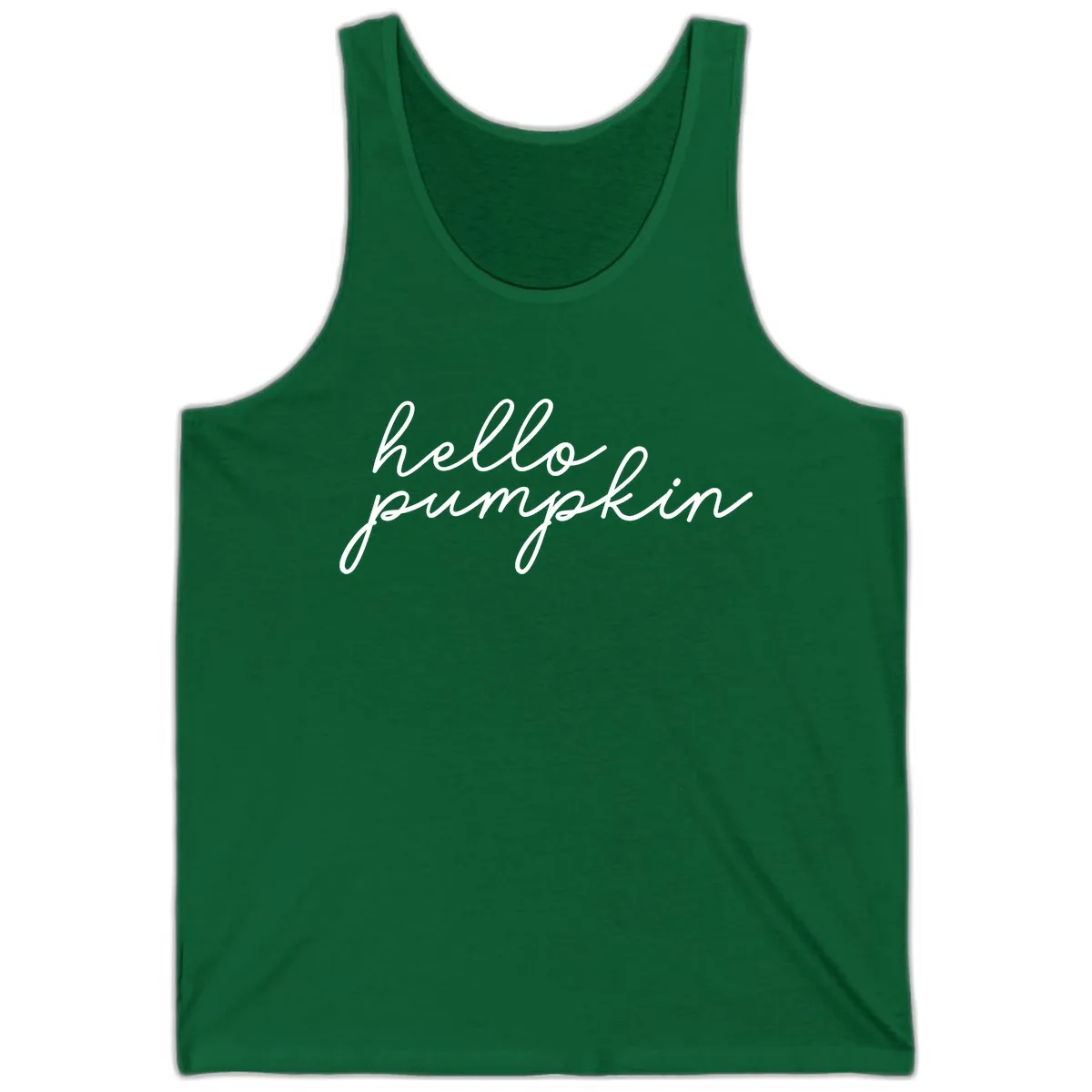 Hello Pumpkin Script Design Tank in Kelly