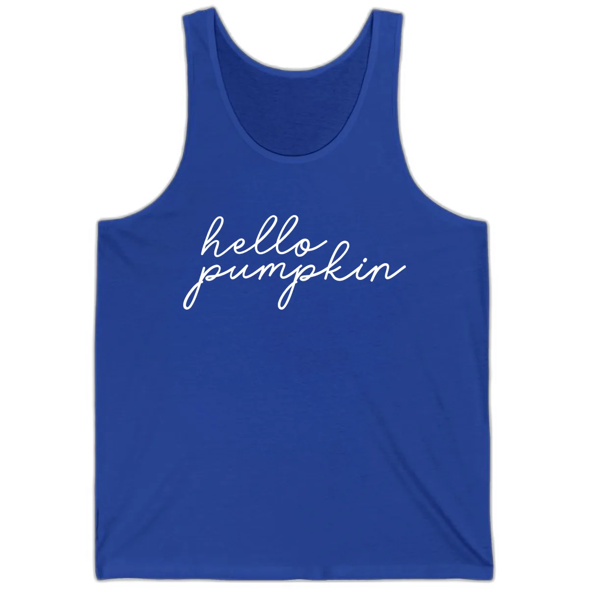 Hello Pumpkin Script Design Tank in True Royal