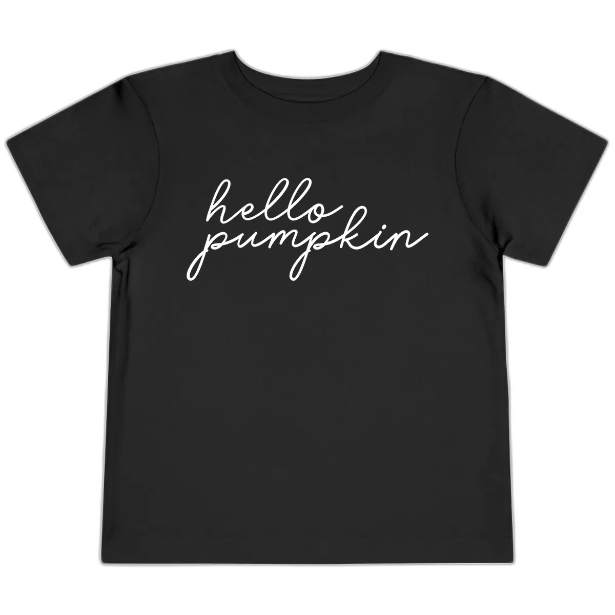 Hello Pumpkin Script Design Toddler T-Shirt in Black