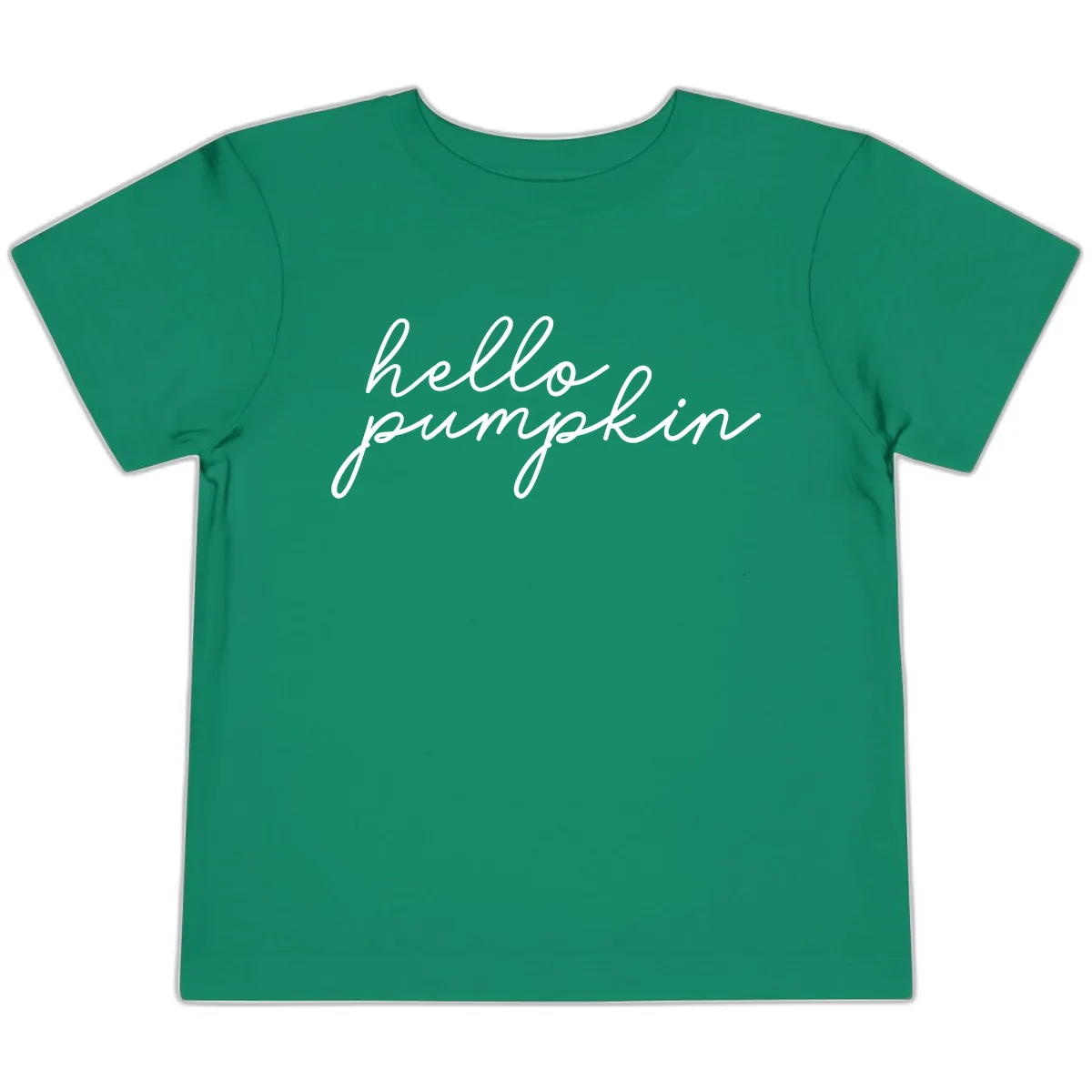 Hello Pumpkin Script Design Toddler T-Shirt in Kelly
