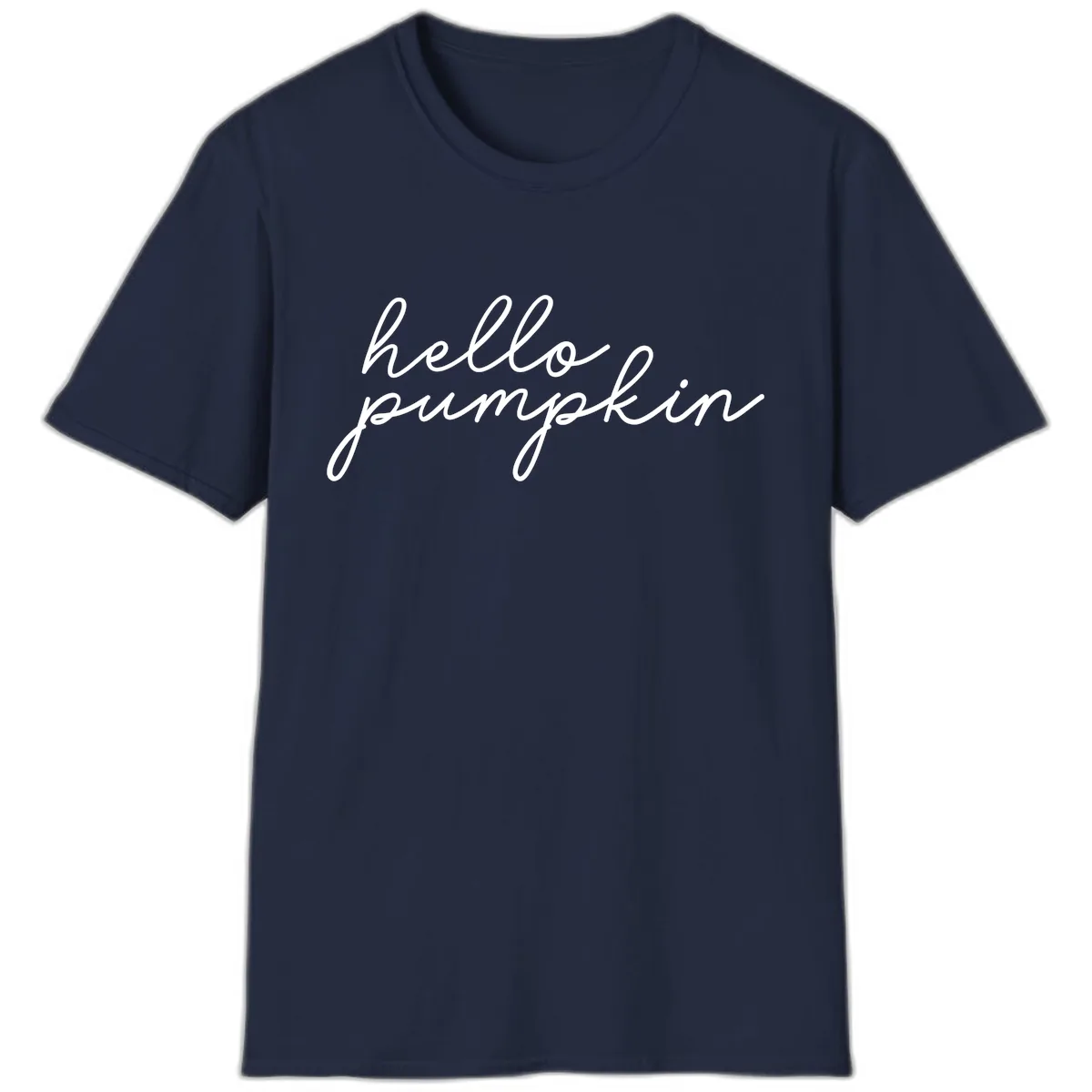Hello Pumpkin Script Design T-Shirt in Navy