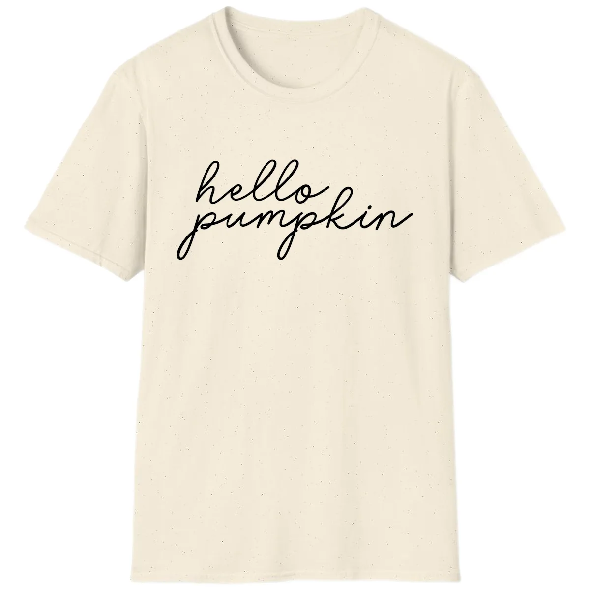 Hello Pumpkin Script Design T-Shirt in Natural