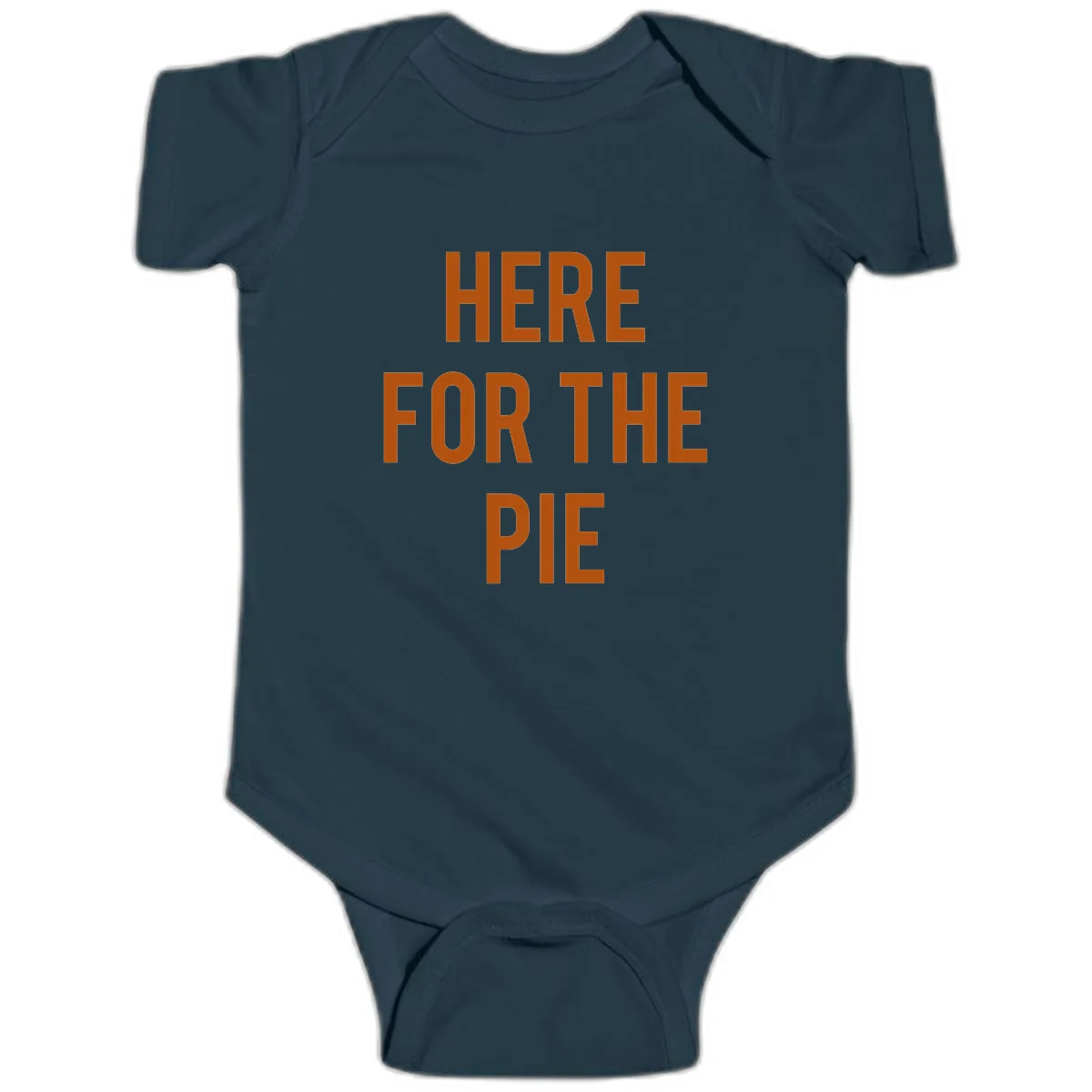 Here For The Pie Thanksgiving Phrase Baby Onesie in Navy