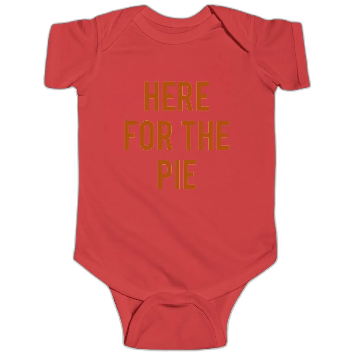 Here For The Pie Thanksgiving Phrase Baby Onesie in Red