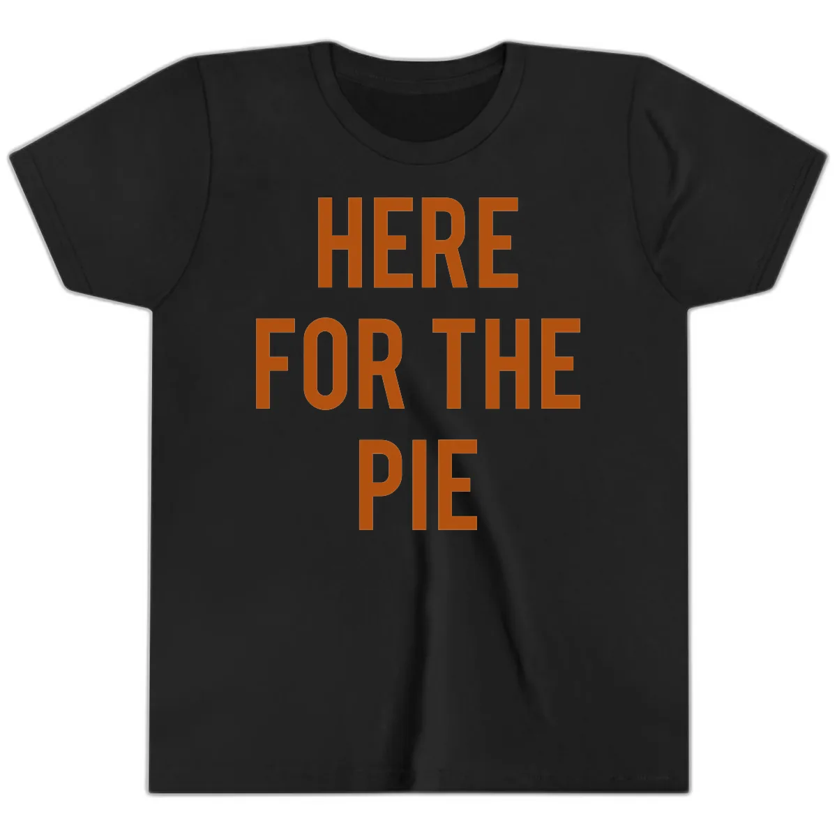 Here For The Pie Thanksgiving Phrase Youth T-Shirt in Black
