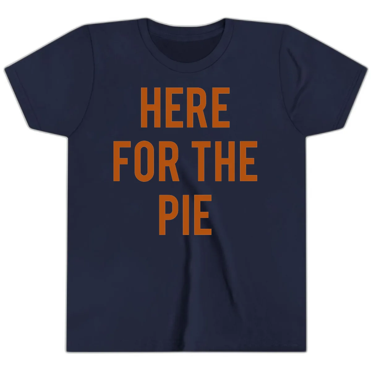 Here For The Pie Thanksgiving Phrase Youth T-Shirt in Navy