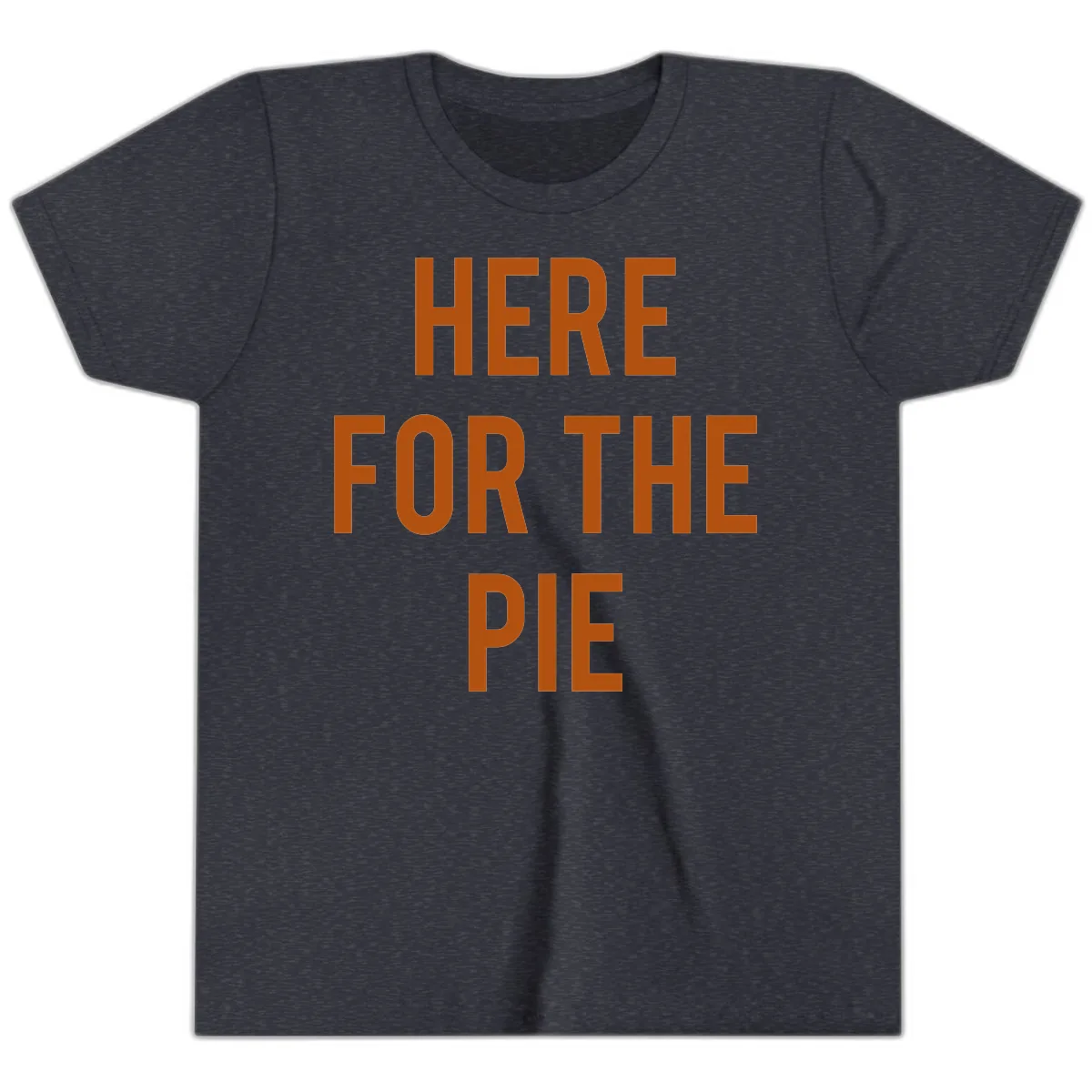 Here For The Pie Thanksgiving Phrase Youth T-Shirt in Heather Navy