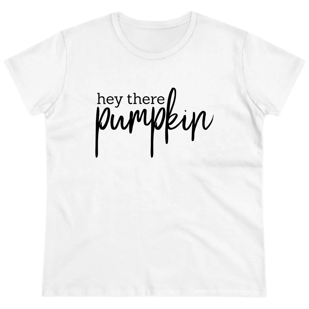 Hey There Pumpkin Seasonal Greeting Ladies Tee in White