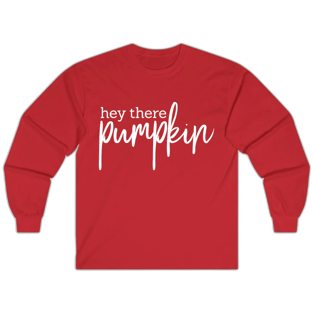 Hey There Pumpkin Seasonal Greeting Long Sleeve in Red