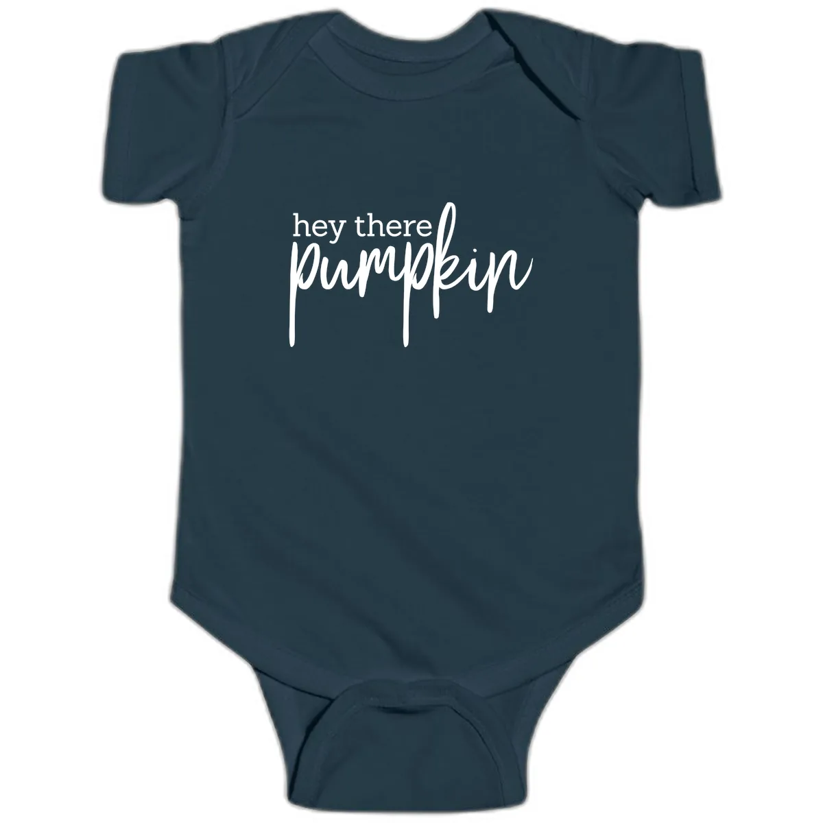 Hey There Pumpkin Seasonal Greeting Baby Onesie in Navy