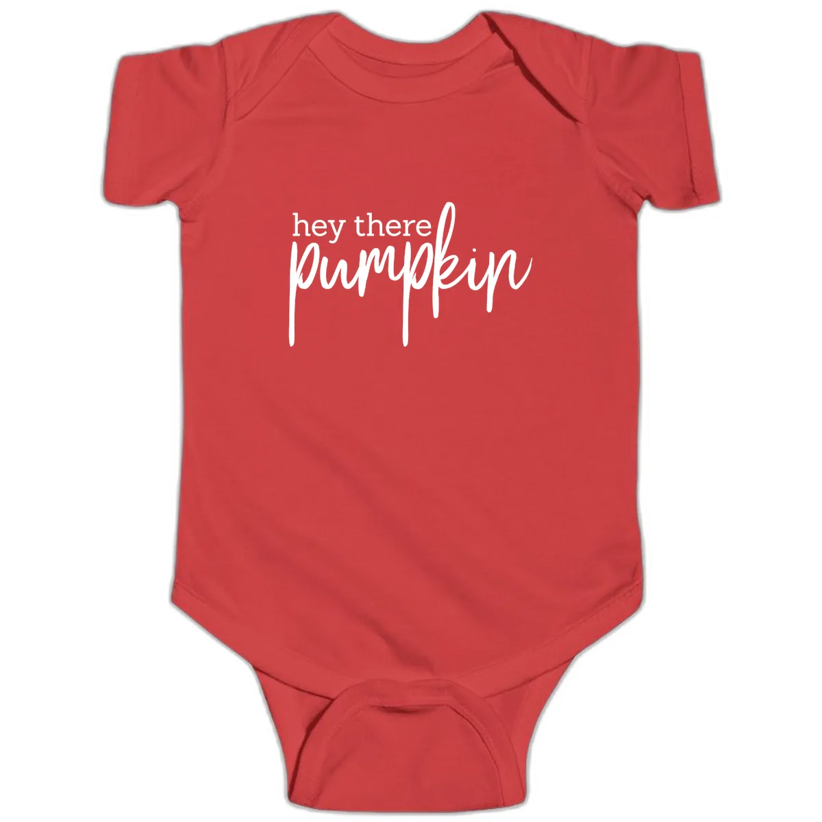 Hey There Pumpkin Seasonal Greeting Baby Onesie in Red