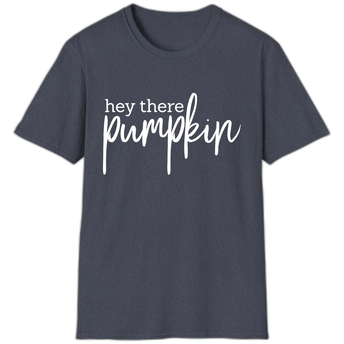 Hey There Pumpkin Seasonal Greeting T-Shirt in Heather Navy