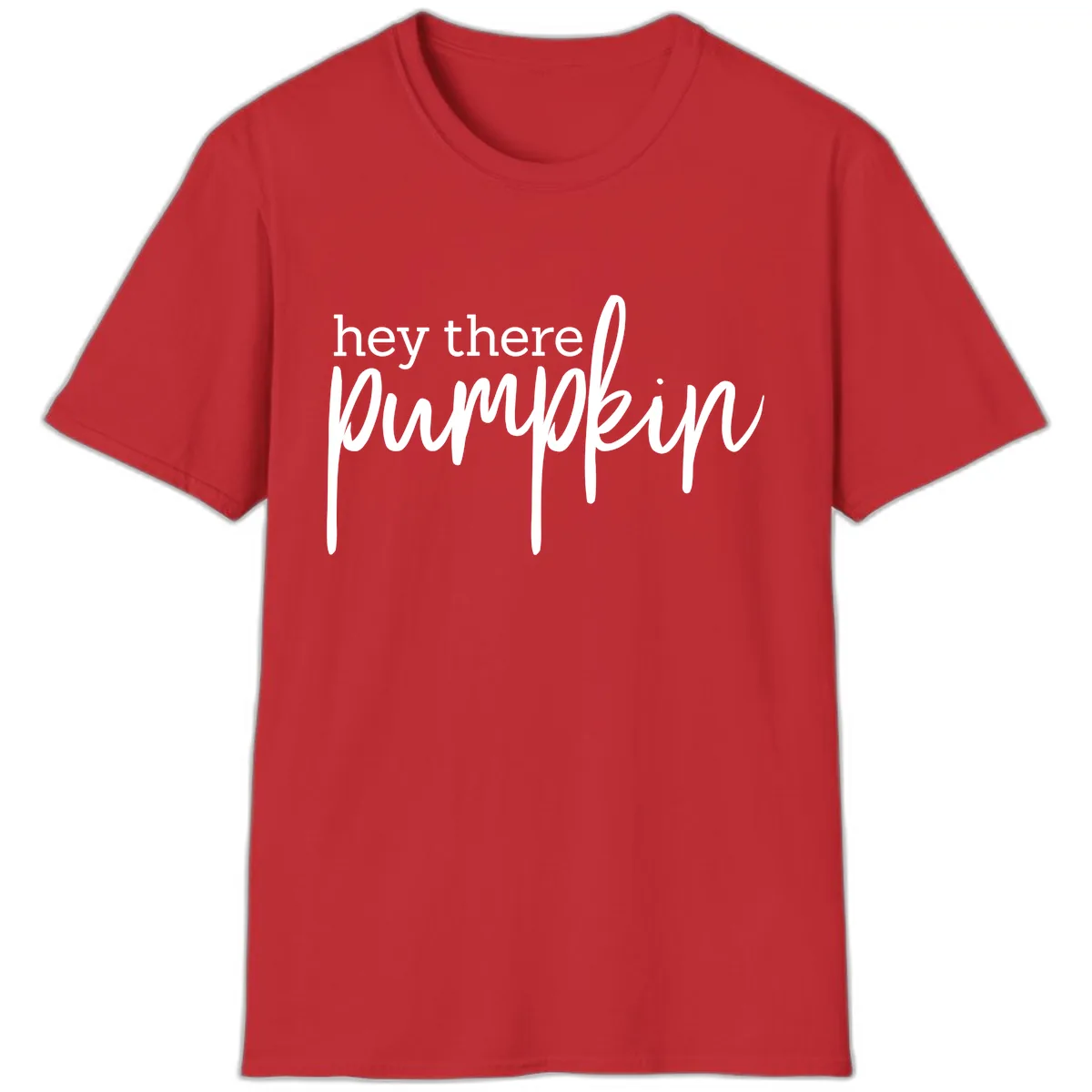 Hey There Pumpkin Seasonal Greeting T-Shirt in Red