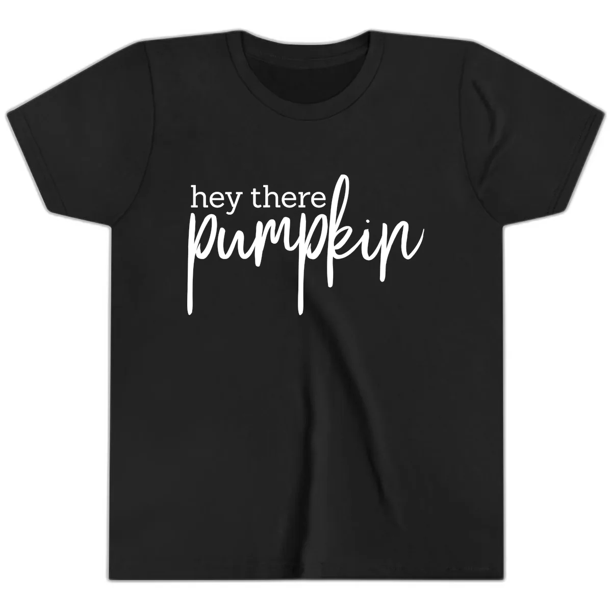 Hey There Pumpkin Seasonal Greeting Youth T-Shirt in Black