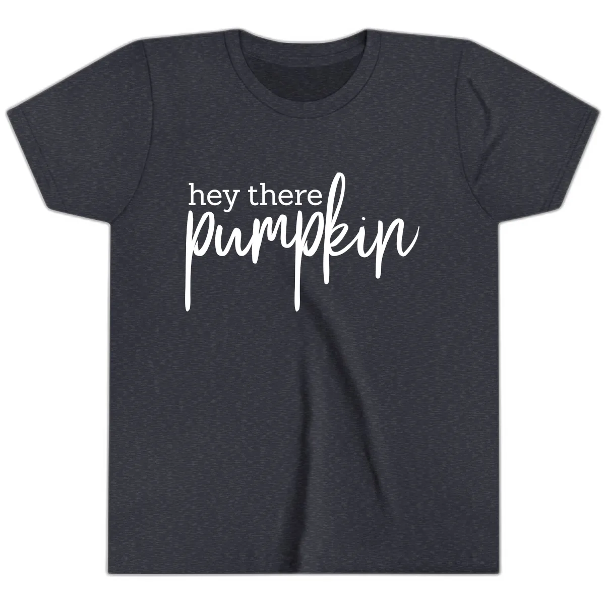 Hey There Pumpkin Seasonal Greeting Youth T-Shirt in Heather Navy