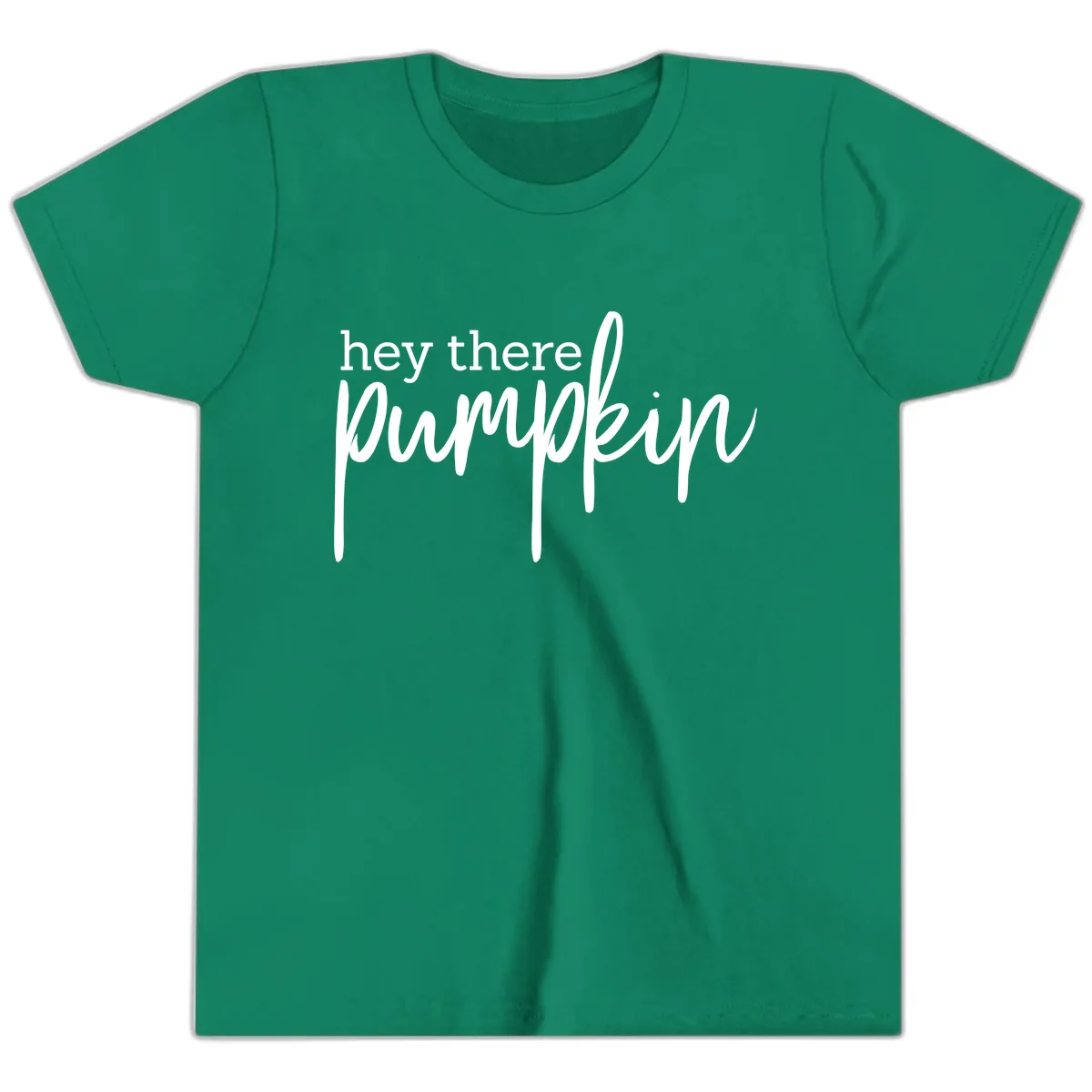 Hey There Pumpkin Seasonal Greeting Youth T-Shirt in Kelly