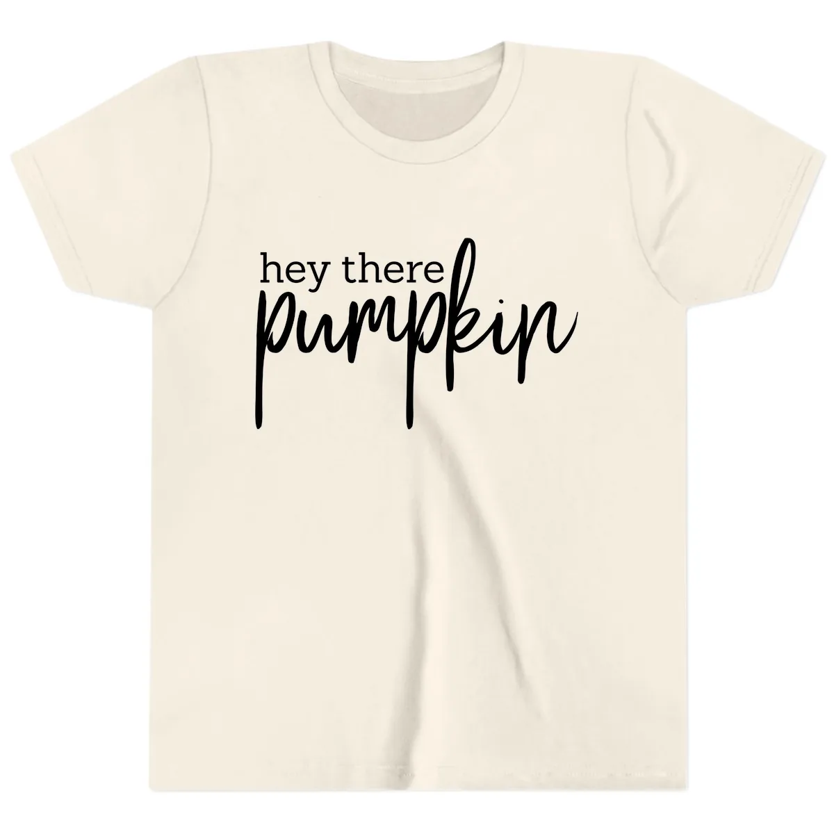 Hey There Pumpkin Seasonal Greeting Youth T-Shirt in Natural