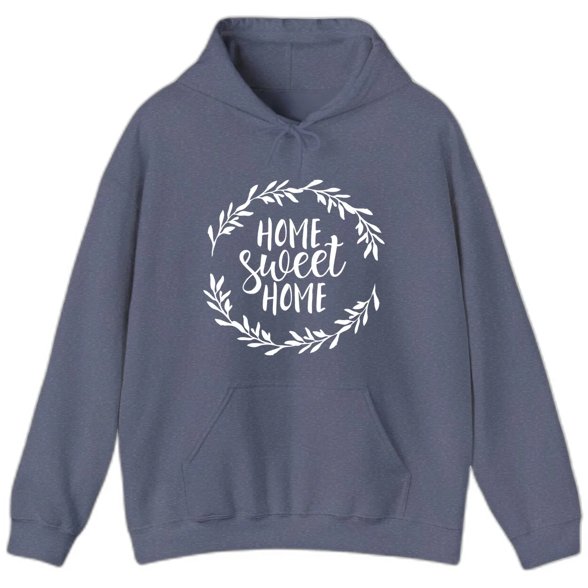 Home Sweet Home Wreath Design Hoodie in Heather Navy