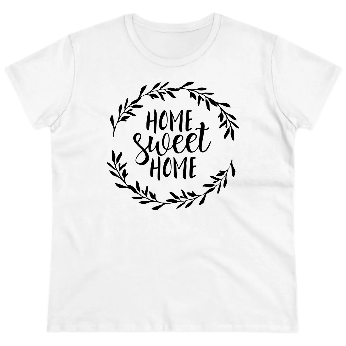 Home Sweet Home Wreath Design Ladies Tee in White