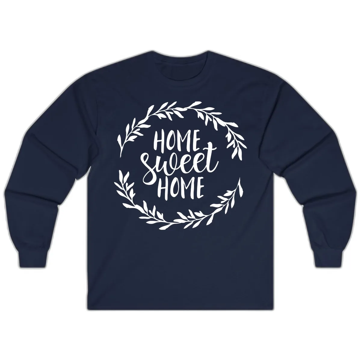 Home Sweet Home Wreath Design Long Sleeve in Navy