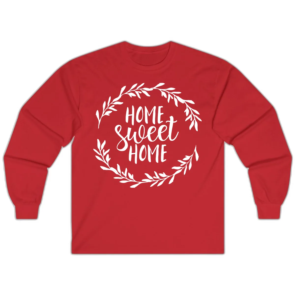 Home Sweet Home Wreath Design Long Sleeve in Red