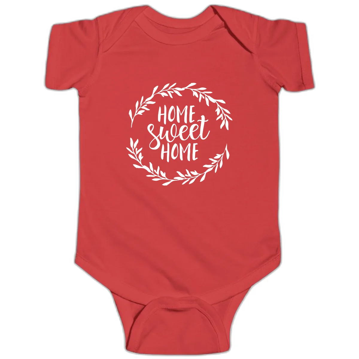 Home Sweet Home Wreath Design Baby Onesie in Red