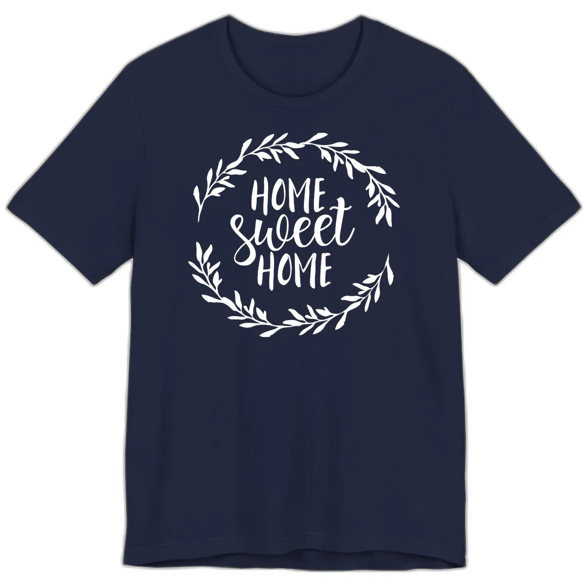 Home Sweet Home Wreath Design Premium T-Shirt in Navy