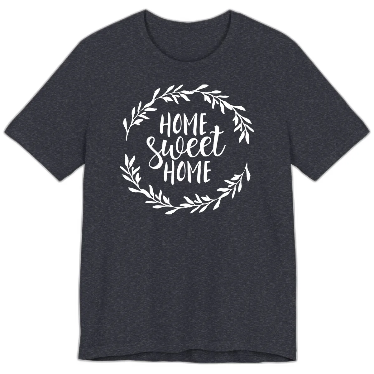 Home Sweet Home Wreath Design Premium T-Shirt in Heather Navy