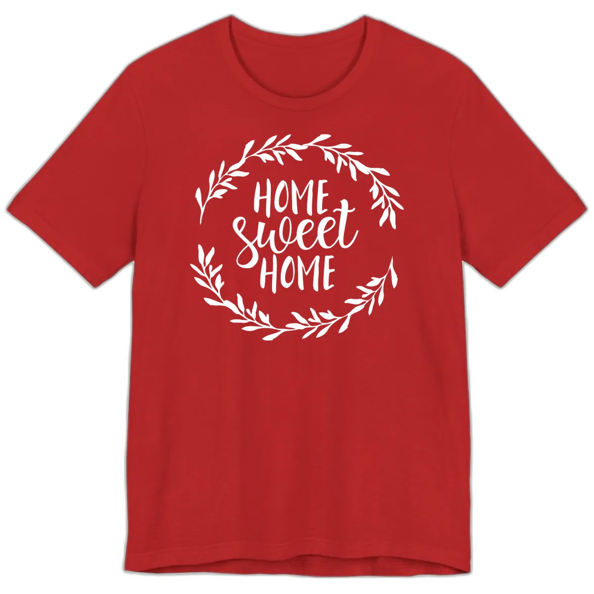Home Sweet Home Wreath Design Premium T-Shirt in Red