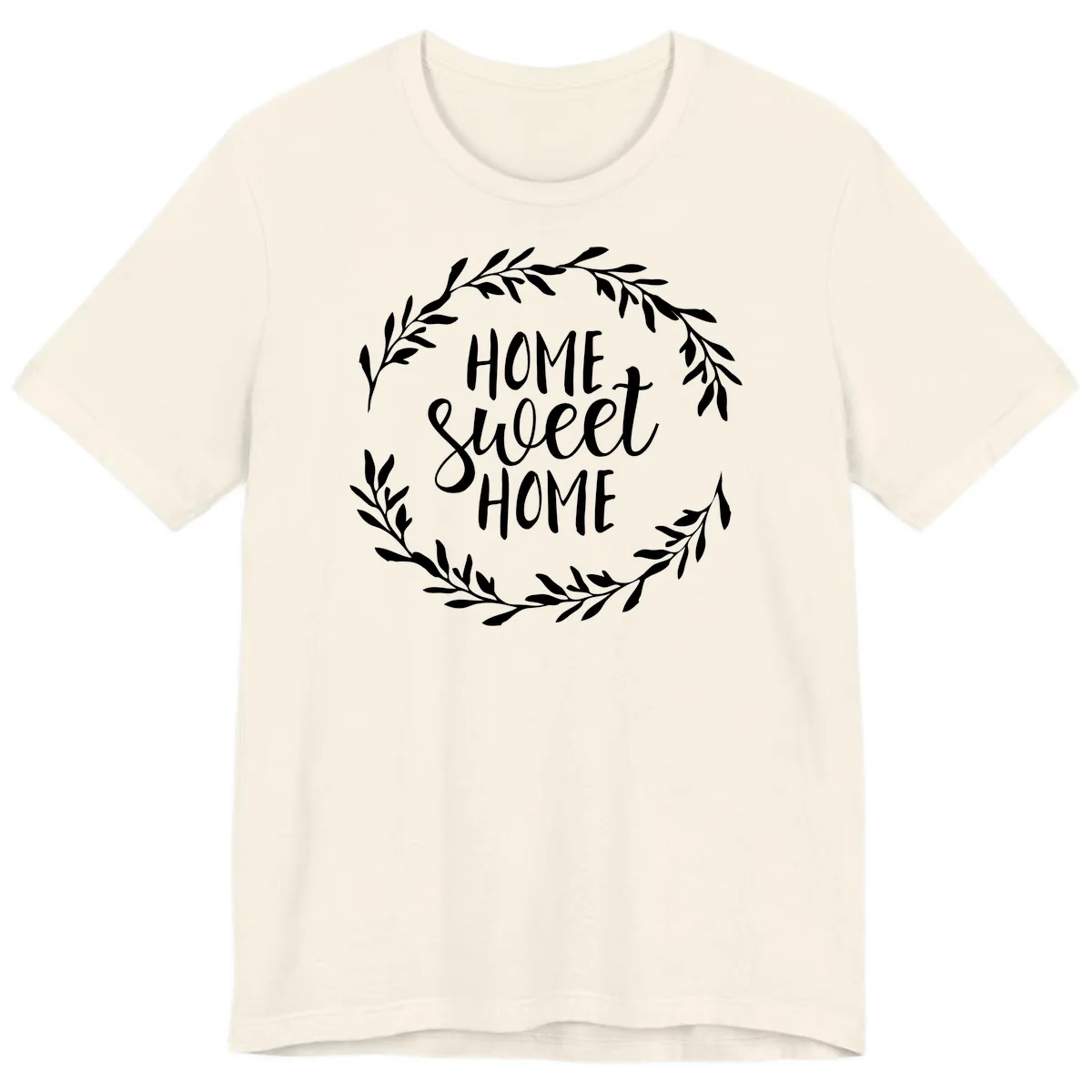 Home Sweet Home Wreath Design Premium T-Shirt in Natural