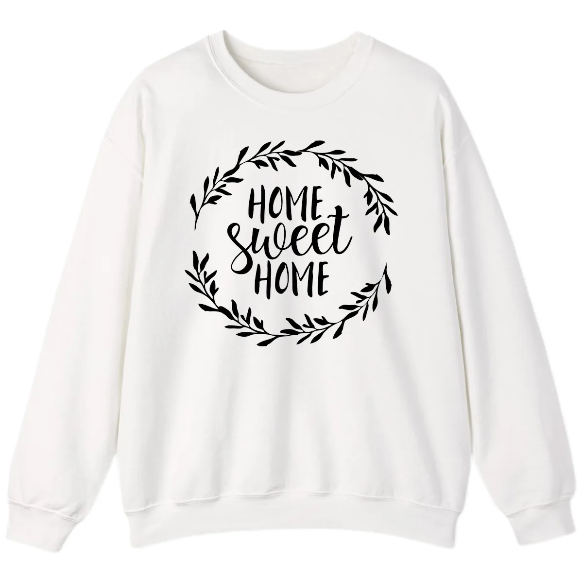 Home Sweet Home Wreath Design Sweatshirt in White