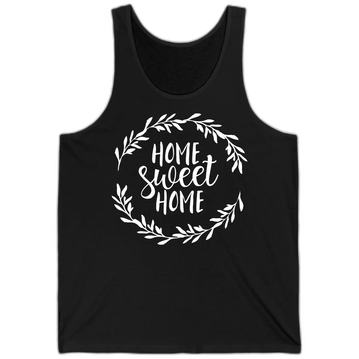 Home Sweet Home Wreath Design Tank in Black