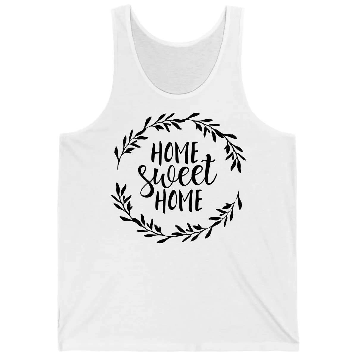 Home Sweet Home Wreath Design Tank in White