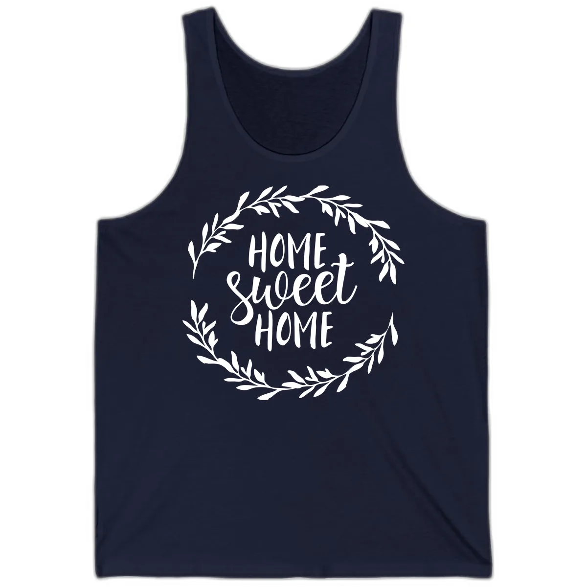 Home Sweet Home Wreath Design Tank in Navy