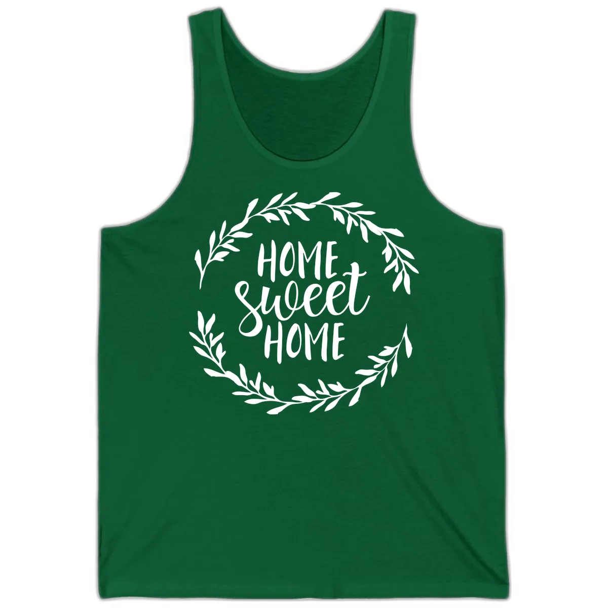 Home Sweet Home Wreath Design Tank in Kelly