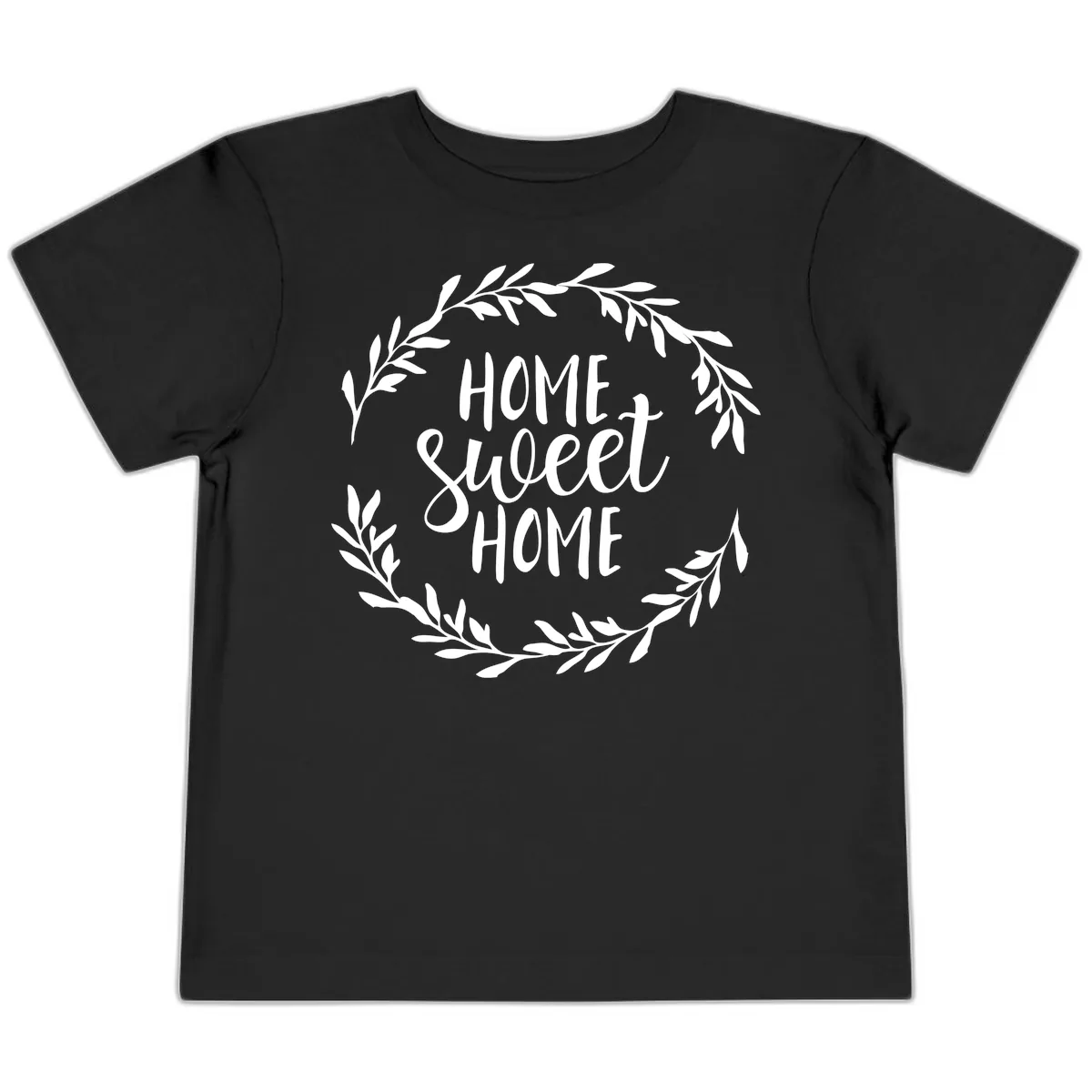Home Sweet Home Wreath Design Toddler T-Shirt in Black