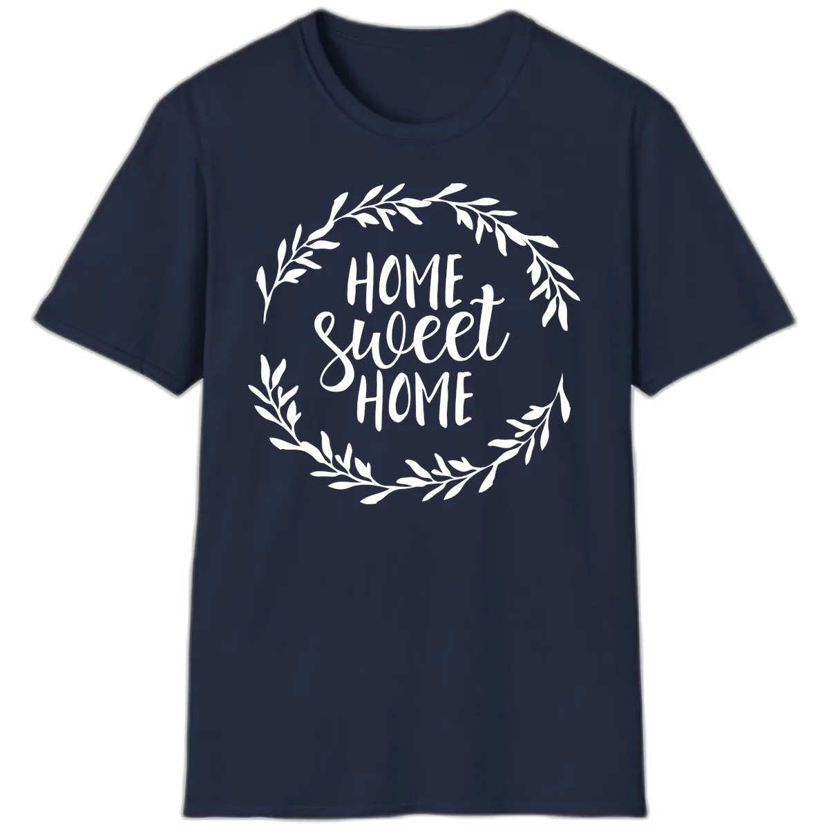 Home Sweet Home Wreath Design T-Shirt in Navy